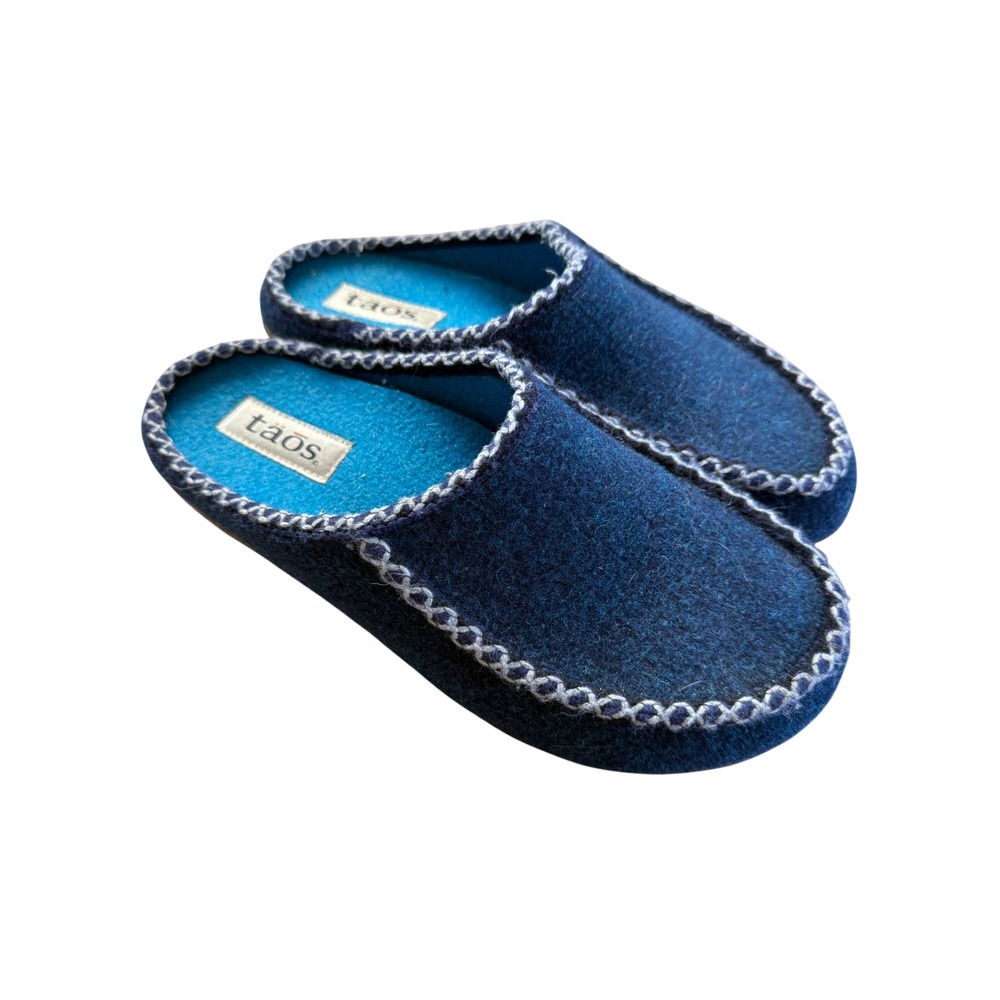 Taos Navy Blue Wool Clogs Mules Made in Spain Shock Absorber Size 41 EU